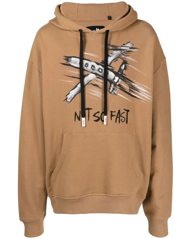 Haculla Hoodie mit "Not so Fast"-Print Braun