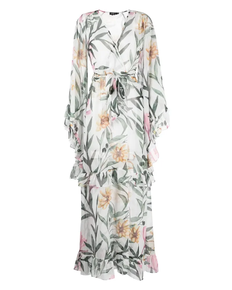 Pat Bo Jasmin Maxikleid mit Bindegürtel - Weiß Weiß