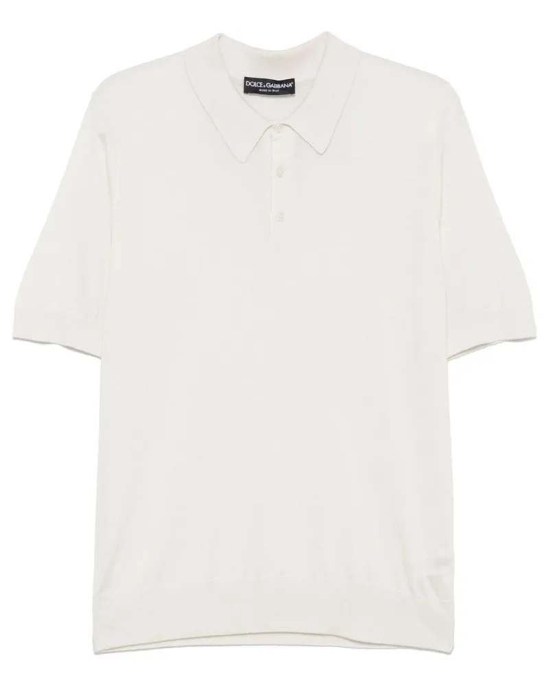Dolce & Gabbana Fein gestricktes Poloshirt - Weiß Weiß