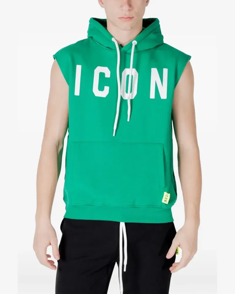 Icon Brand Ärmelloser Hoodie mit Logo-Print - Grün Grün