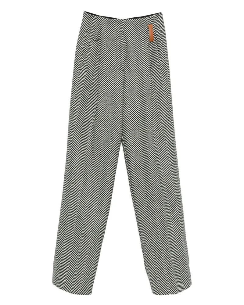 forte_forte Gerade Hose mit Chevron-Motiv - Schwarz Schwarz