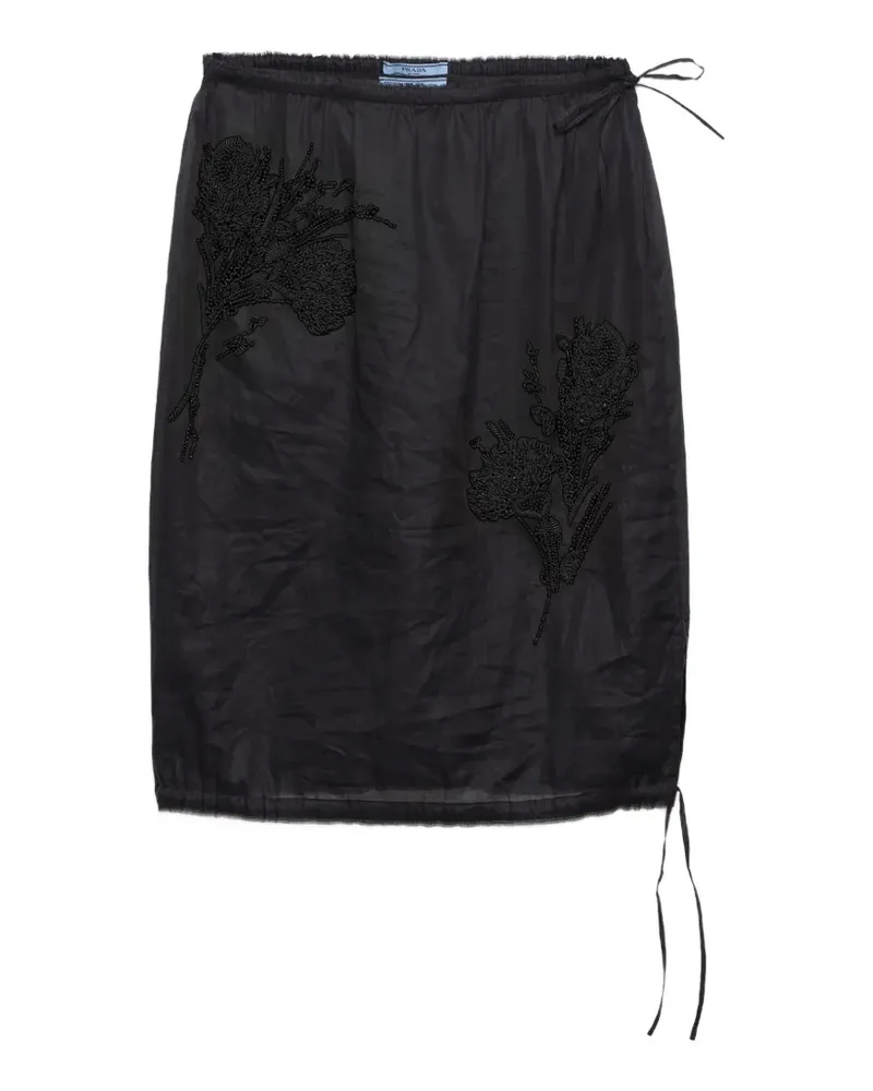 Prada Bestickter Midirock - Schwarz Schwarz