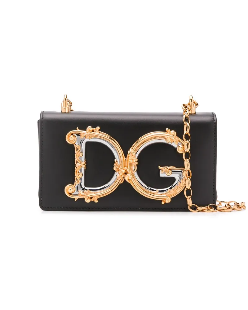 Dolce & Gabbana Umhängetasche mit Logo-Schild - Schwarz Schwarz