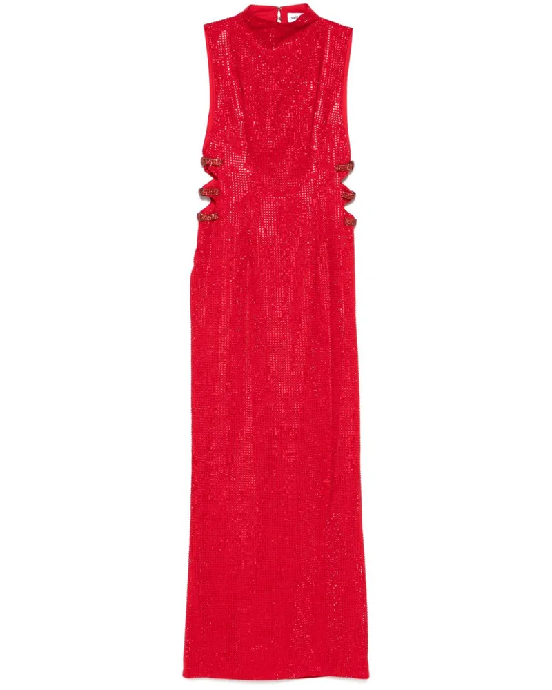 Self-Portrait Mesh-Midikleid mit Strass - Rot Rot