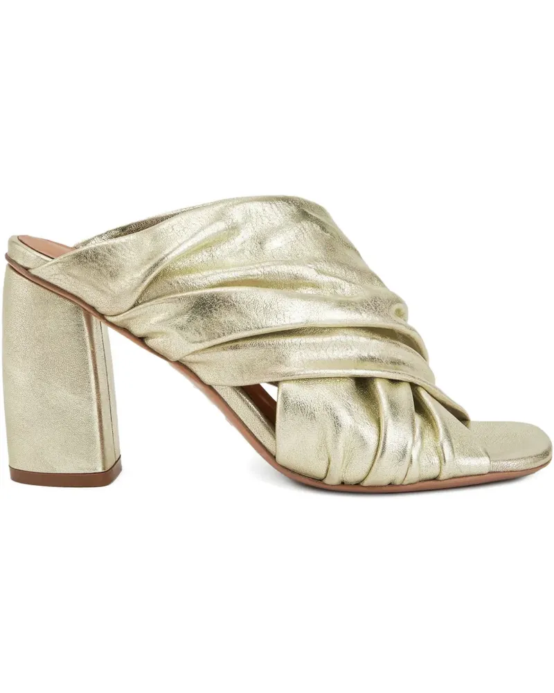 forte_forte Plissierte Mules mit überkreuzten Riemen - Gold Gold
