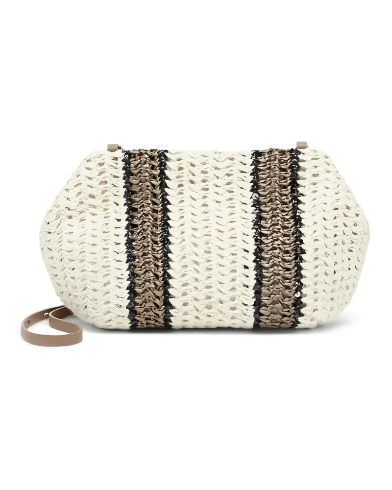 Brunello Cucinelli Gestreifte Schultertasche - Weiß Weiß