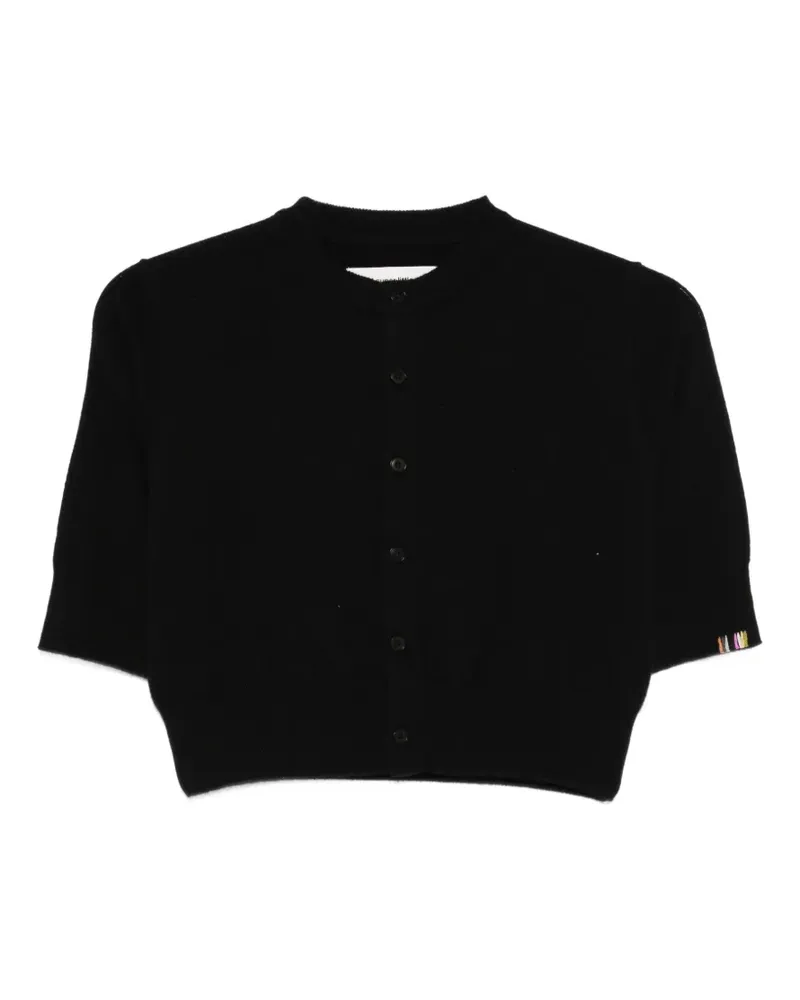 extreme cashmere 474 Super Little striped-cuff cardigan - Schwarz Schwarz