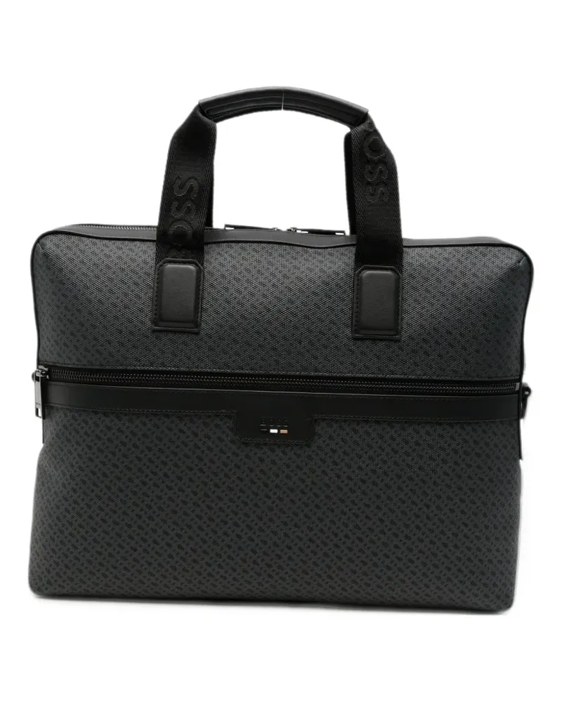 HUGO BOSS monogram-print laptop bag - Schwarz Schwarz