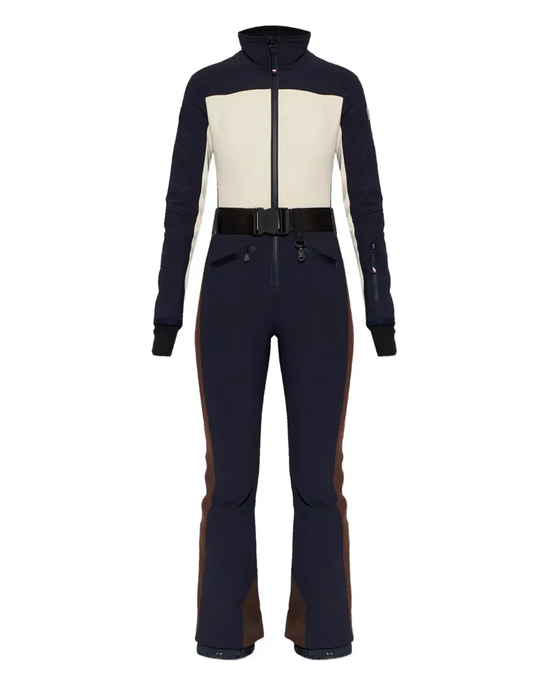 Moncler belted colour-block ski suit - Blau Blau