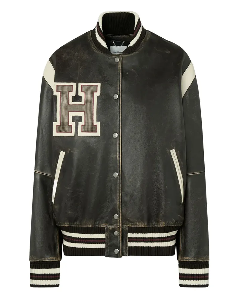 HALFBOY leather bomber jacket - Schwarz Schwarz