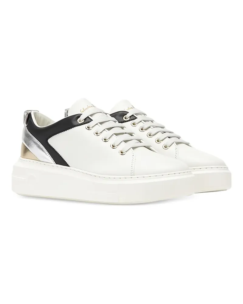 Ferragamo Sneakers mit Metallic-Einsatz - Weiß Weiß