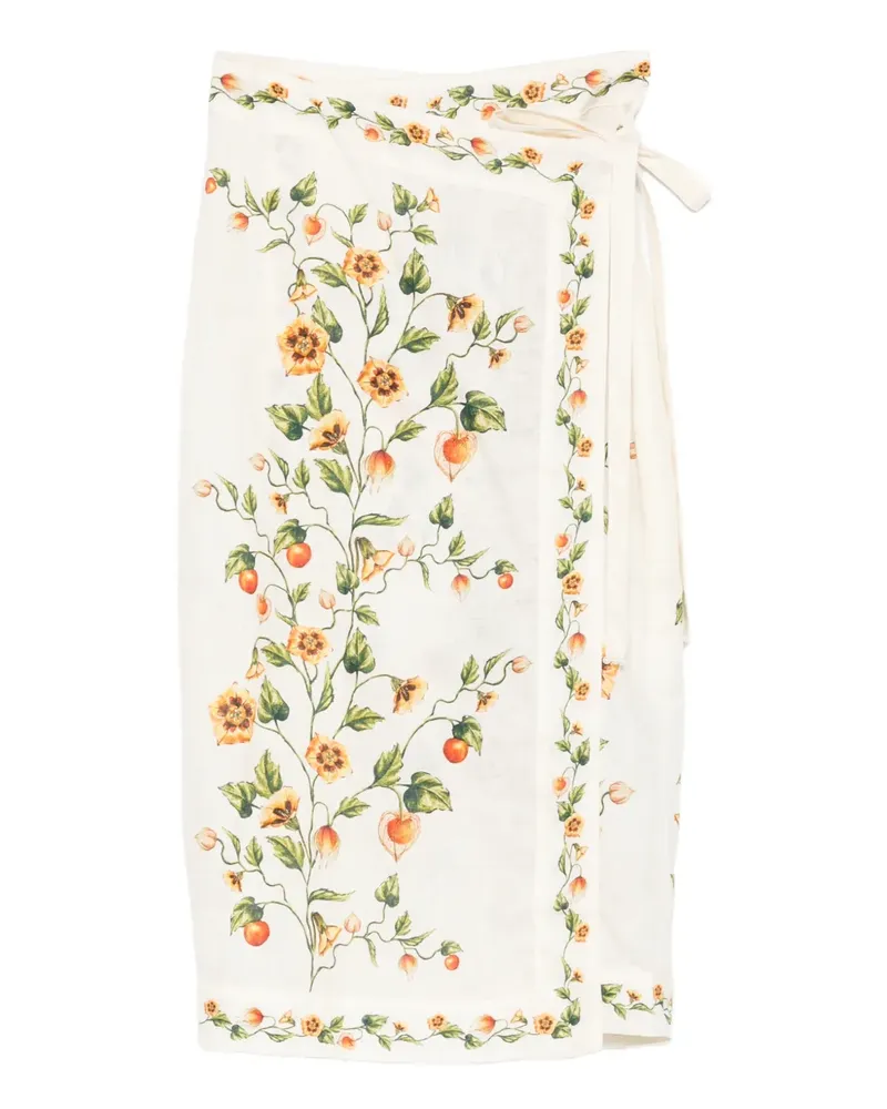 AGUA BENDITA Pareo Bleistift-Midirock mit Blumen - Nude Nude