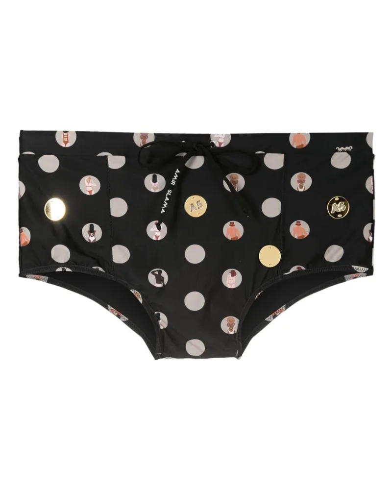 Amir Slama Badeshorts mit grafischem Print - Schwarz Schwarz
