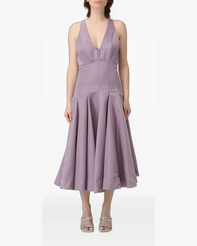 Pinko pleated V-neck midi dress - Violett Violett