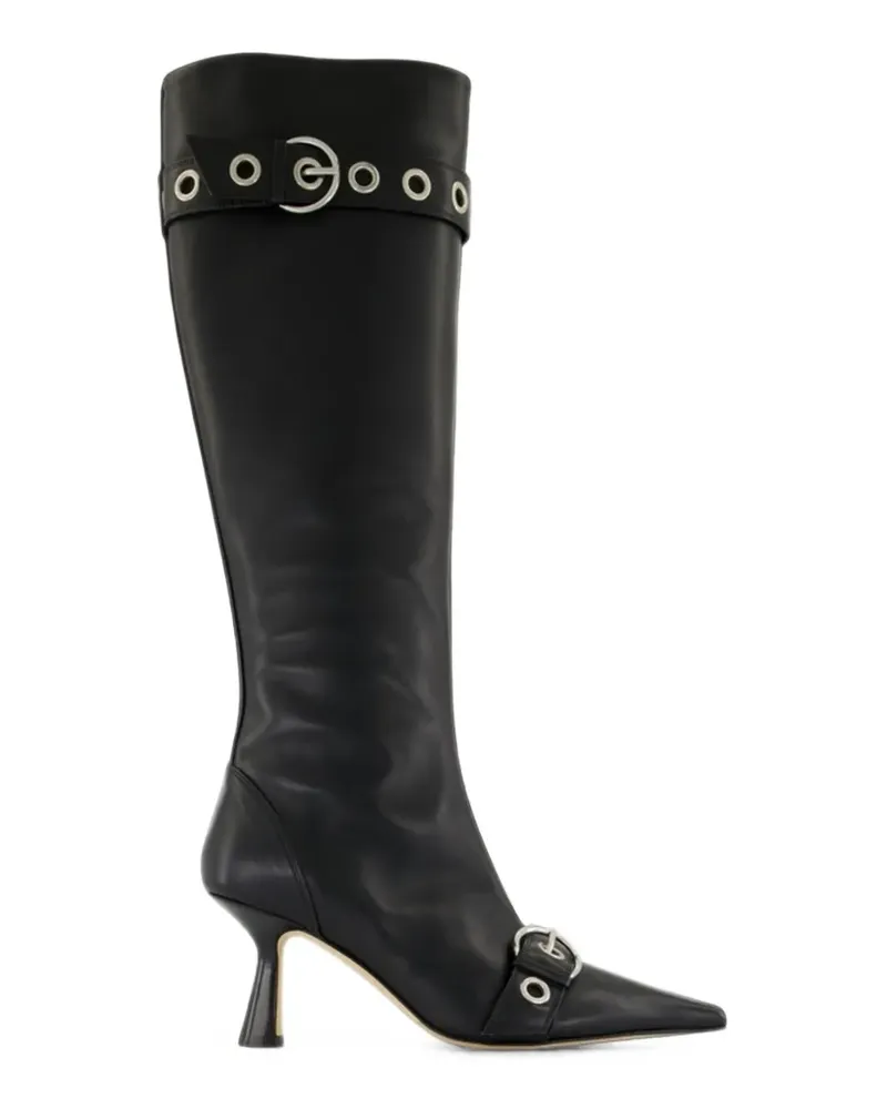 aeyde Vivian Schnallenstiefel mit Ösen - Schwarz Schwarz