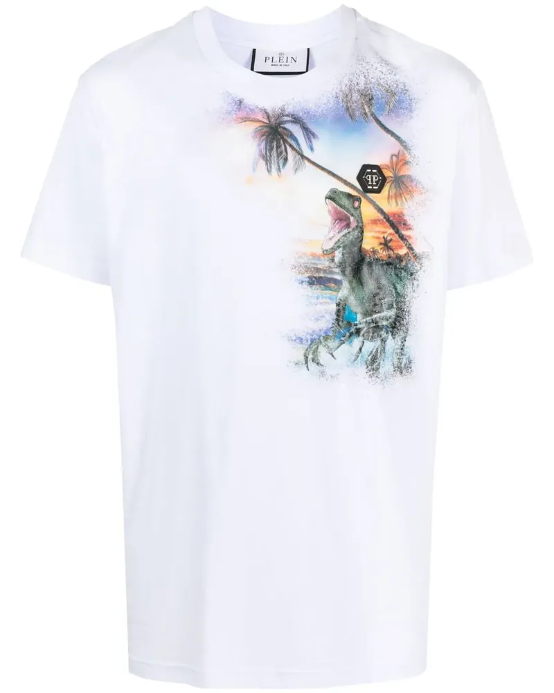 Philipp Plein T-Shirt mit Hawaii-Print - Weiß Weiß
