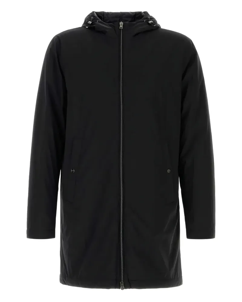 Herno Langer Kapuzenmantel - Schwarz Schwarz