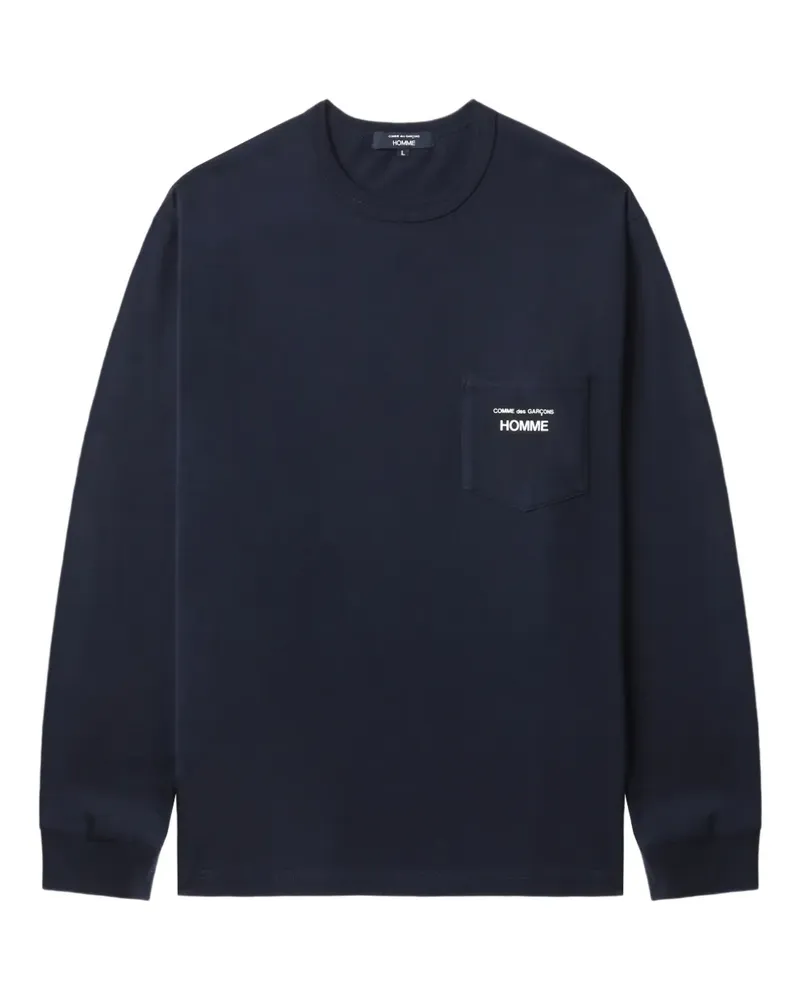 Comme des Garçons Logo-Print-T-Shirt mit aufgesetzter Tasche - Blau Blau