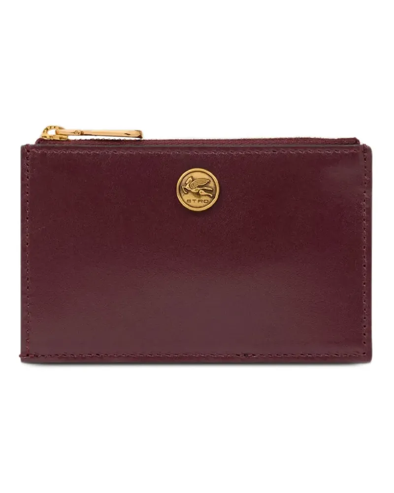 Etro Pegaso-plaque leather card holder - Rot Rot