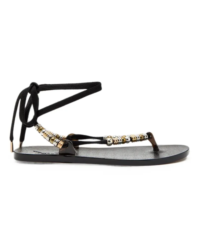 Ancient Greek Sandals bead-embellished lace-up sandals - Schwarz Schwarz