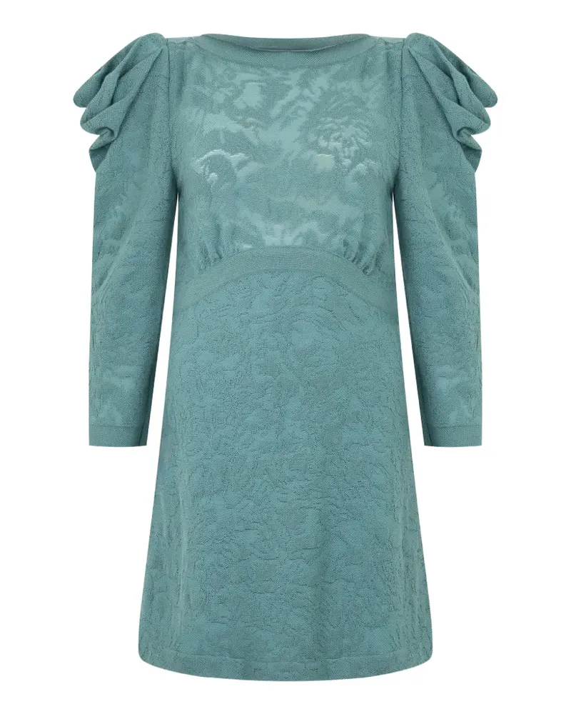 Alberta Ferretti Minikleid aus Schurwolle mit Rüschenärmeln - Blau Blau