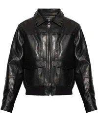 Balmain Klassische Lederjacke Schwarz