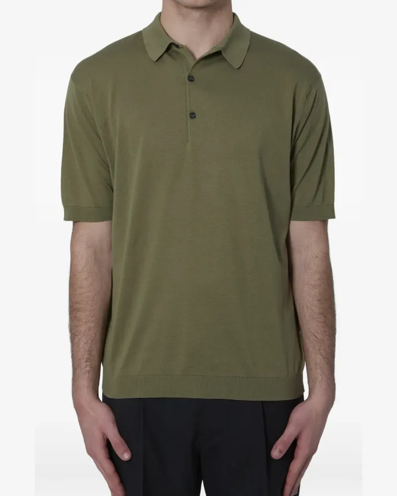 John Smedley buttoned ribbed polo shirt - Grün Grün