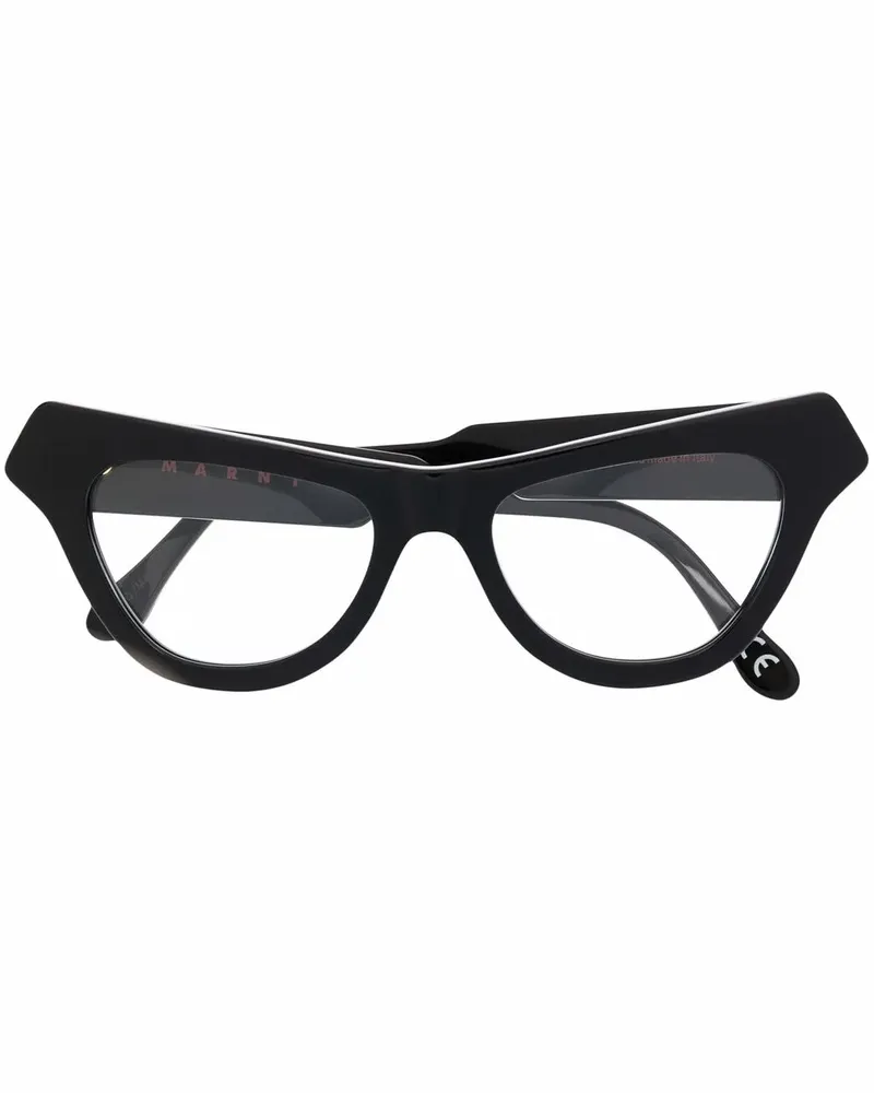 Marni Cat-Eye-Brille mit Logo - Schwarz Schwarz