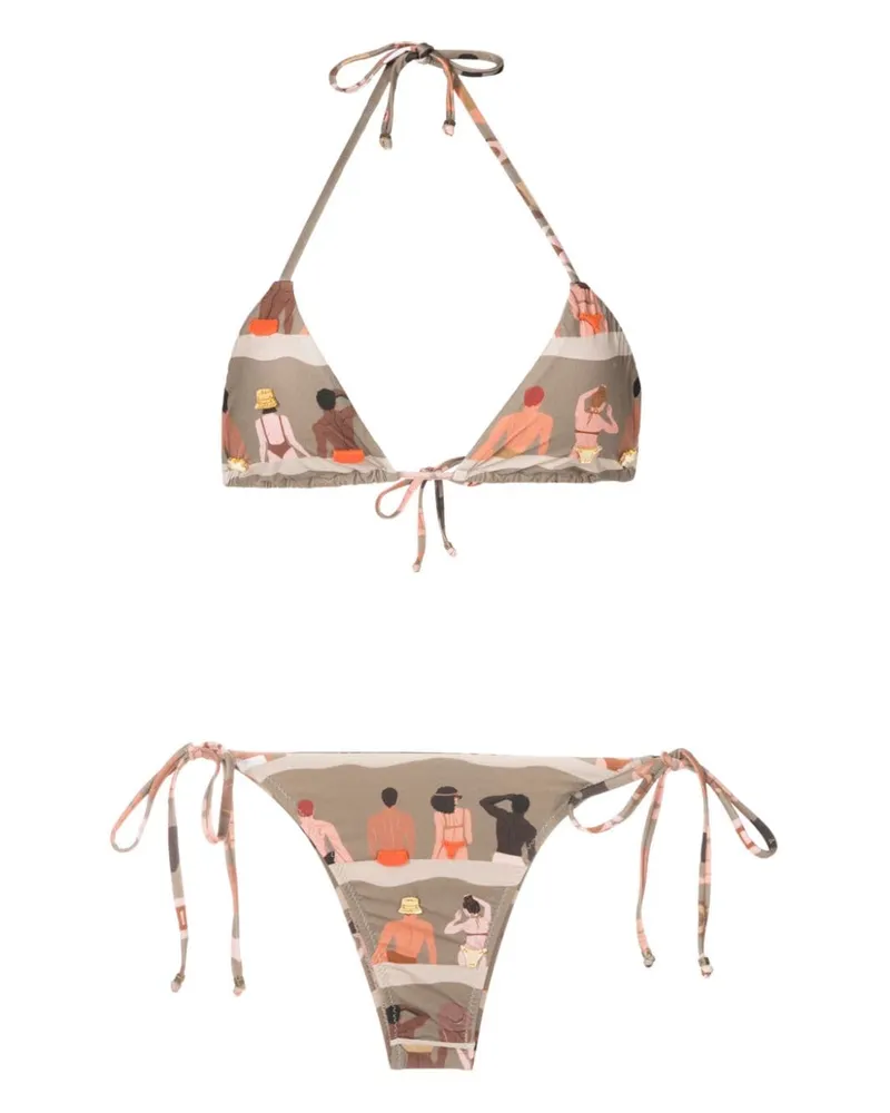 Amir Slama Bikini mit grafischem Print - Braun Braun