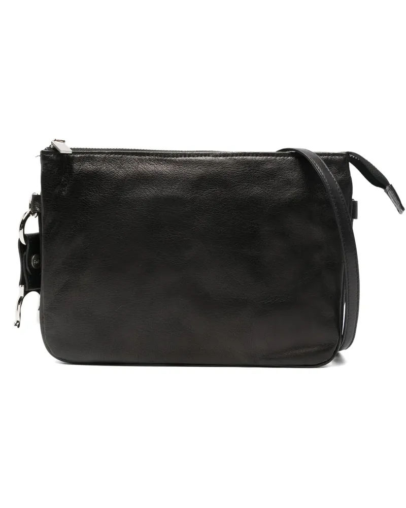 Yohji Yamamoto Reißverschluss-Schultertasche mit Ringdetail - Schwarz Schwarz