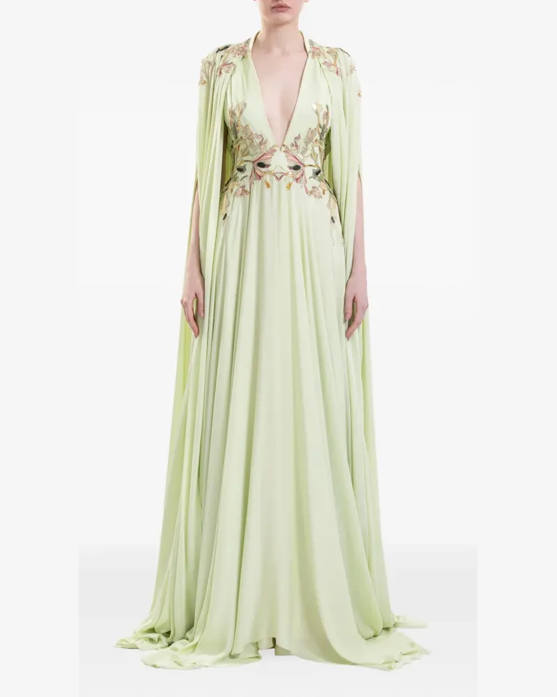 Saiid Kobeisy Flowy Maxikleid mit Stickerei - Grün Grün