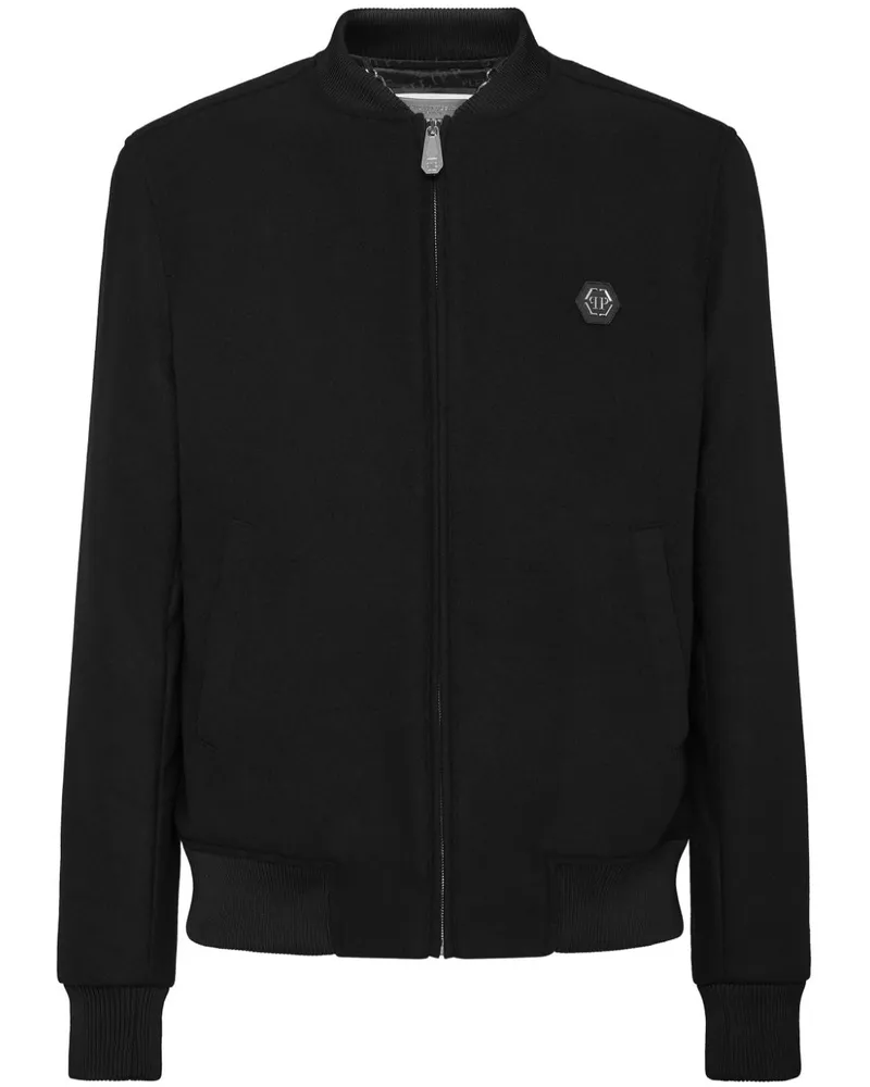 Philipp Plein Skull & Bones Bomberjacke - Schwarz Schwarz