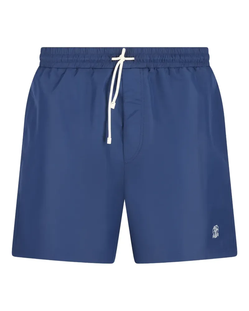 Brunello Cucinelli logo-detail swim short - Blau Blau