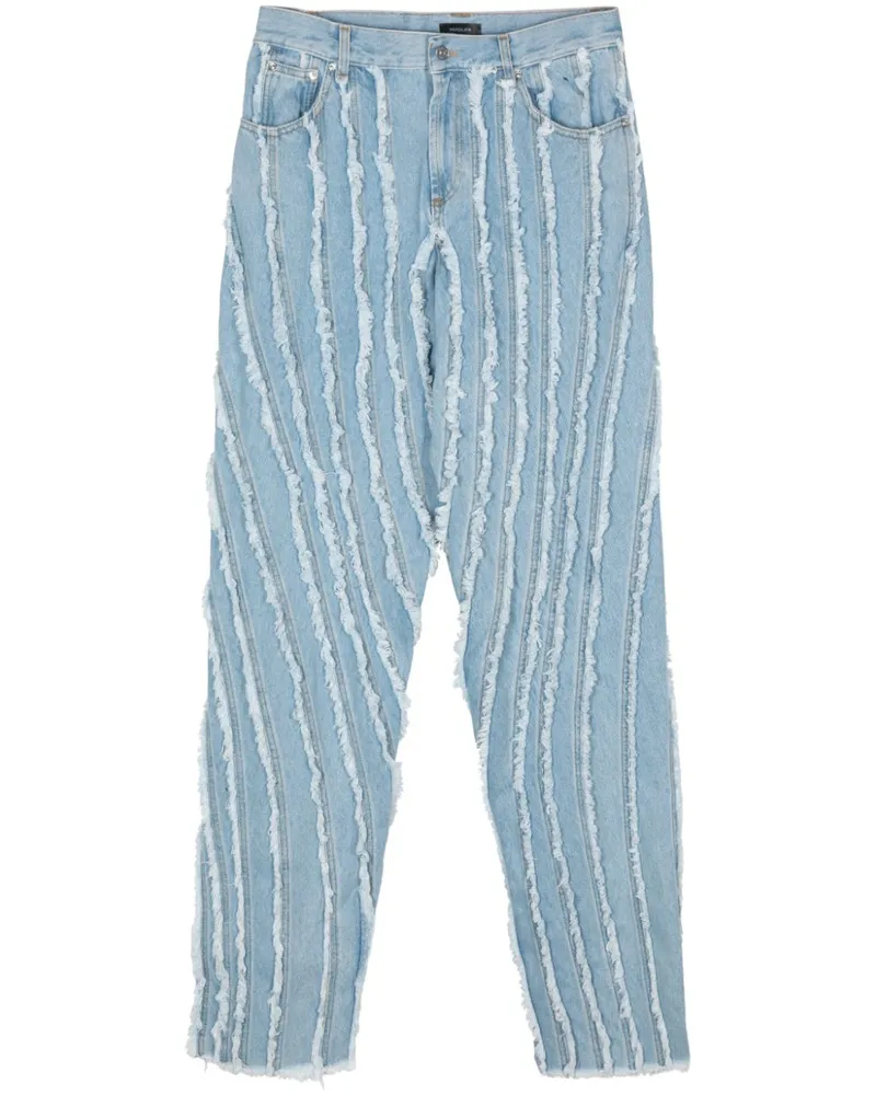 Thierry Mugler Jeans mit ausgefransten Einsätzen - Blau Blau