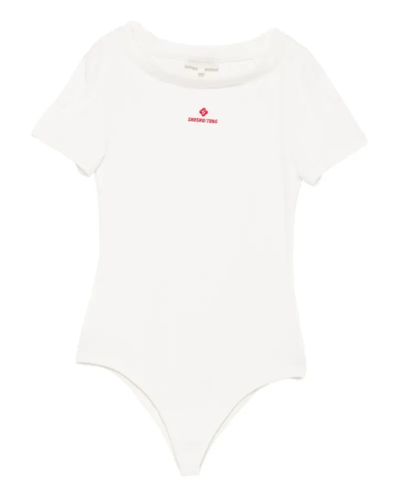 SHUSHU/TONG logo-print raglan-sleeve bodysuit - Weiß Weiß