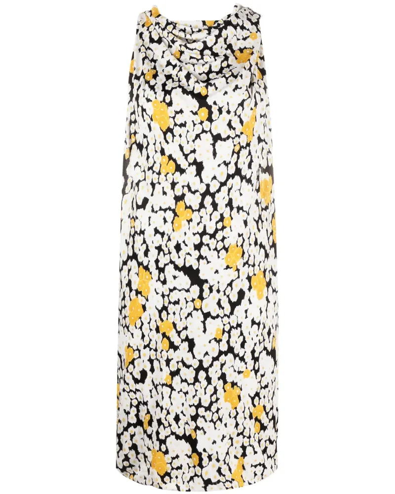 Lanvin Drapiertes Minikleid mit Blumen-Print - Schwarz Schwarz