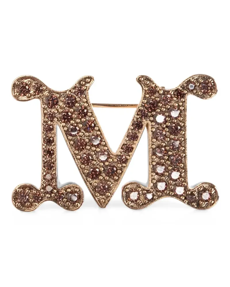 Max Mara Facella zirconia-embellished brooch - Gold Gold