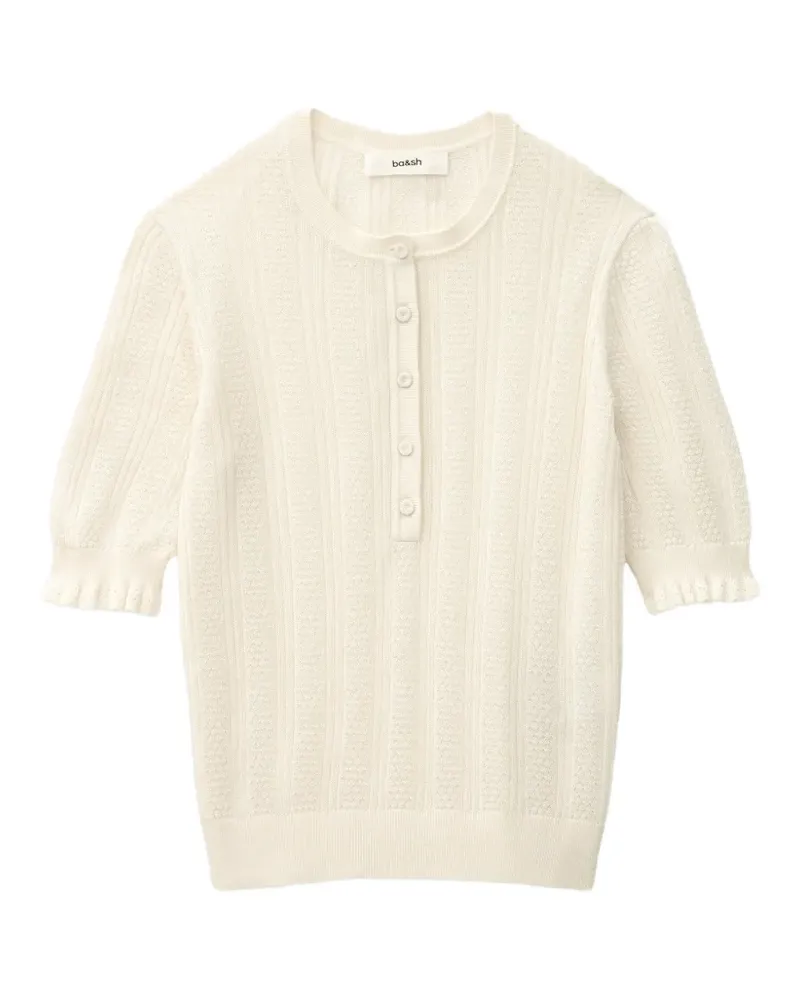 ba&sh Viola ruffled polo top - Nude Nude