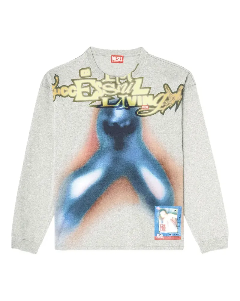 Diesel graphic-print long-sleeve T-shirt - Grau Grau