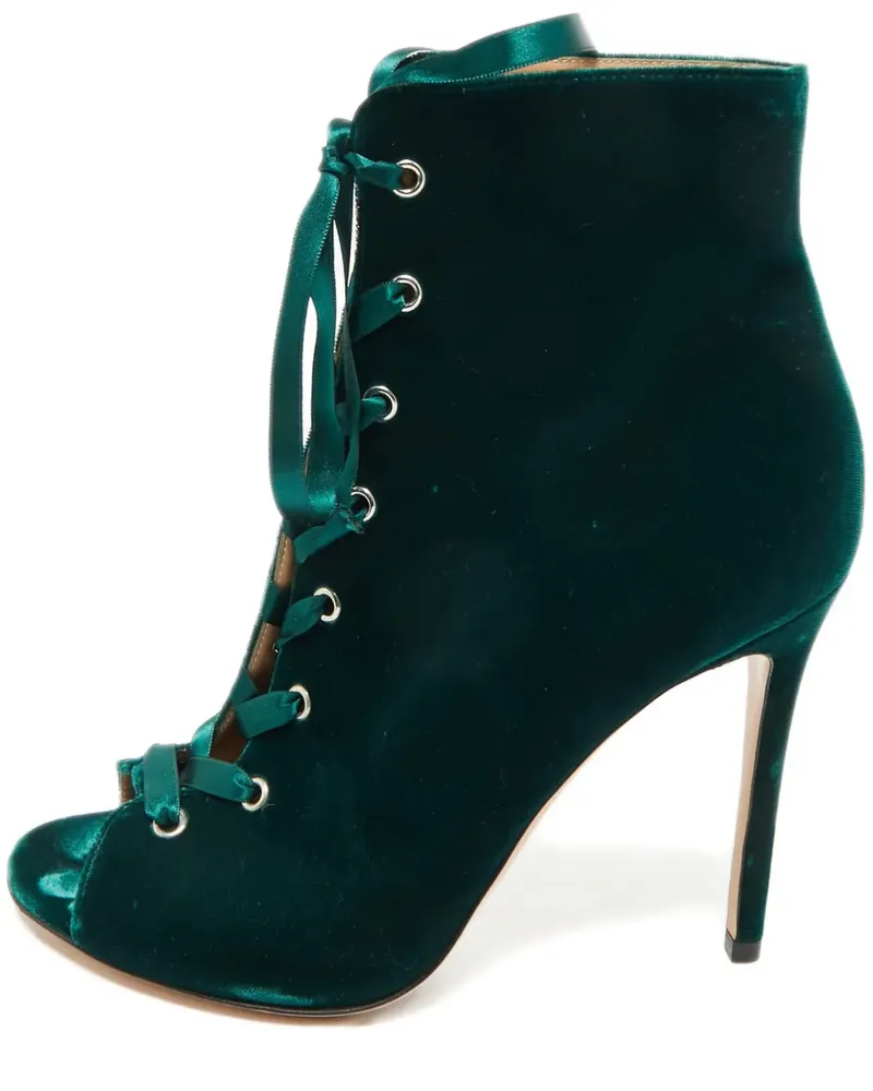 Gianvito Rossi Miral velvet lace-up ankle boots - Grün Grün