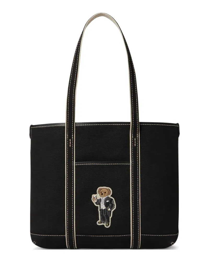 Ralph Lauren Shopper aus Canvas mit Polo Bear - Schwarz Schwarz