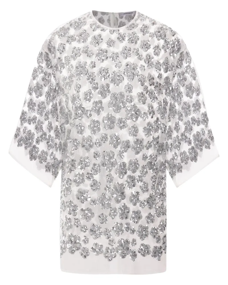 Cecilie Bahnsen T-Shirt mit Blumenpailletten - Weiß Weiß
