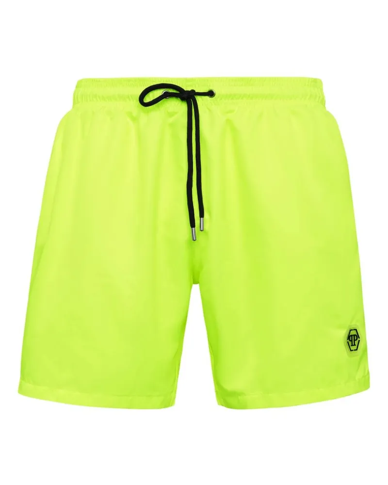 Philipp Plein Badeshorts mit Logo-Applikation - Gelb Gelb