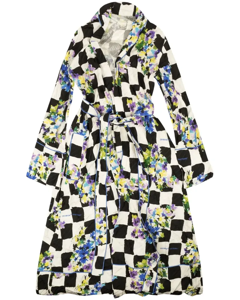 OFF-WHITE Satinmantel mit Blumen-Print - Weiß Weiß