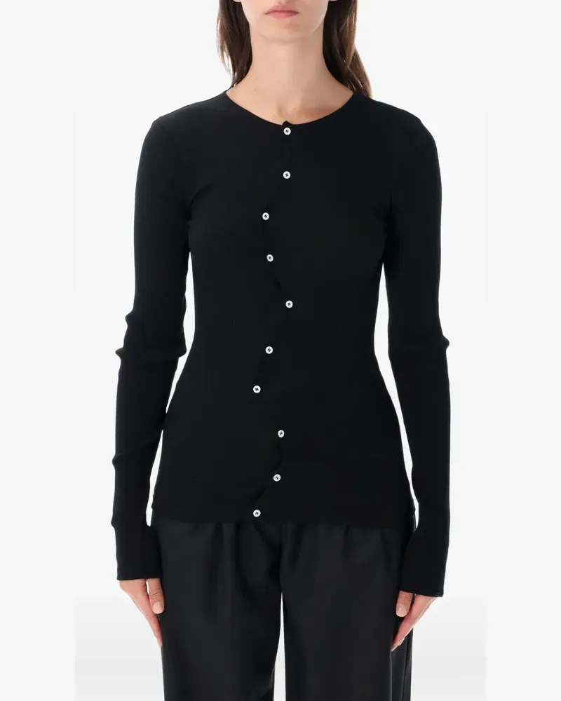 OpéraSPORT Claire asymmetric ribbed cardigan - Schwarz Schwarz