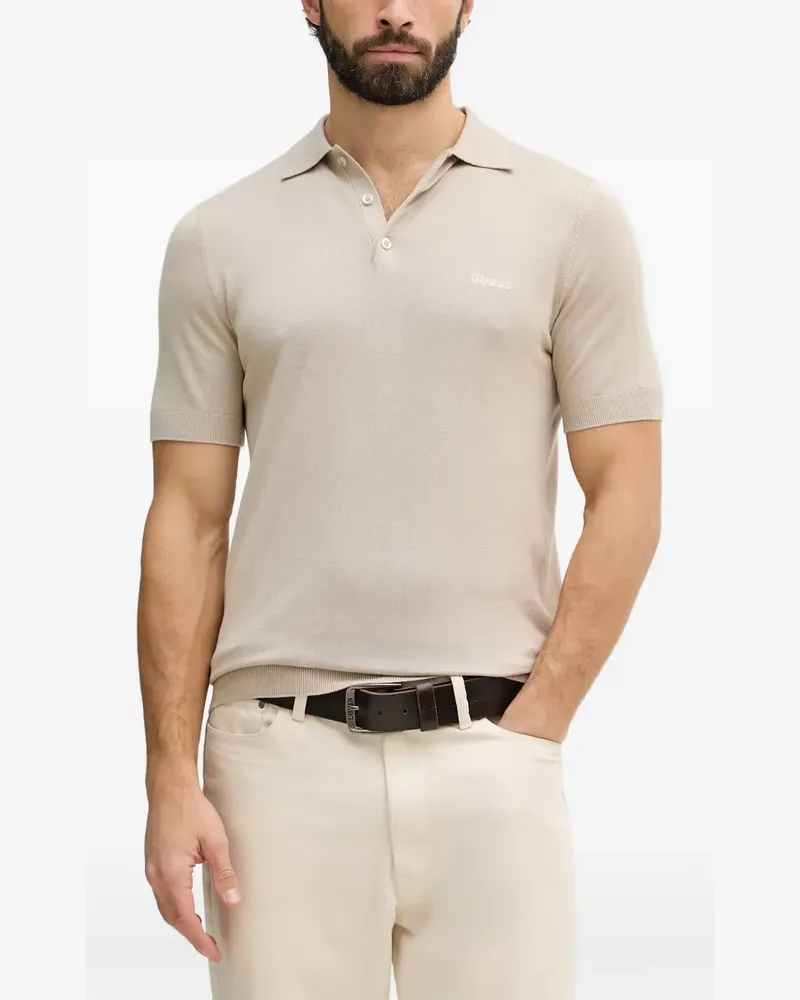 Guess logo-embroidered polo shirt - Nude Nude