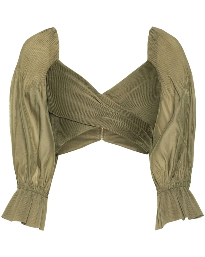 Zimmermann Plissiertes Cropped-Oberteil - Grün Grün