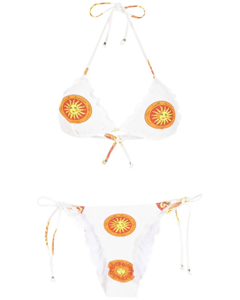 Amir Slama Bikini mit grafischem Print - Weiß Weiß