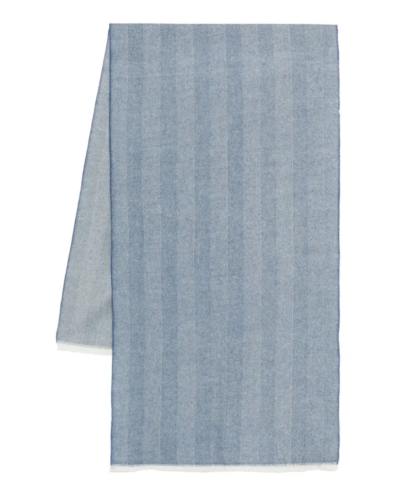 Corneliani Schal mit Fischgrätenmuster - Blau Blau