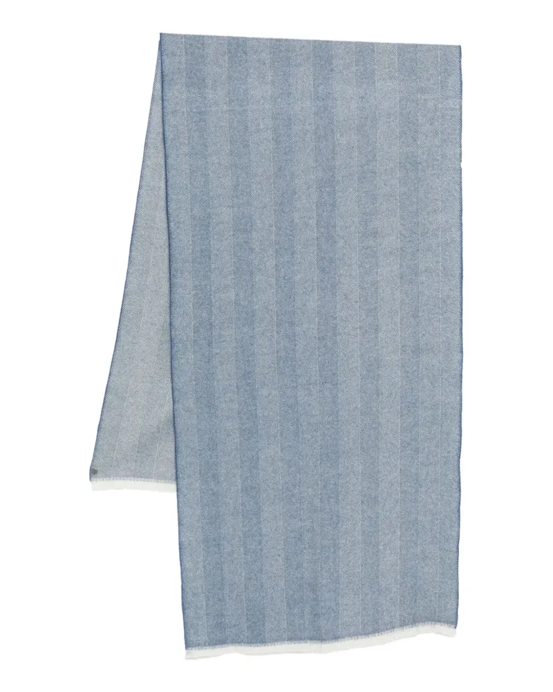 Corneliani Schal mit Fischgrätenmuster - Blau Blau